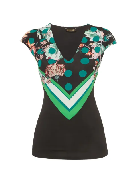 Roberto Cavalli Vintage floral-print polka-dot top Black 1289295