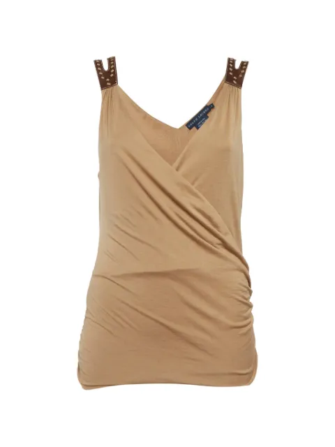 Ralph Lauren Vintage leather-trim draped top Brown 1309769