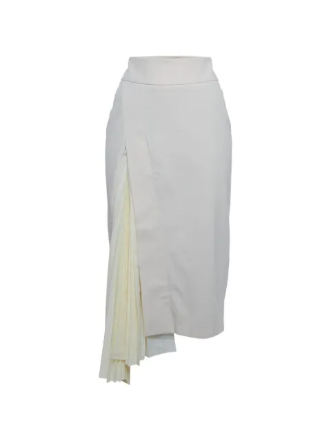 Brunello Cucinelli Vintage pleated-panel twill midi skirt White 1292509