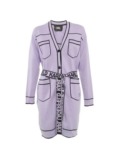Karl Lagerfeld logo-print belted cardigan Purple 1277848
