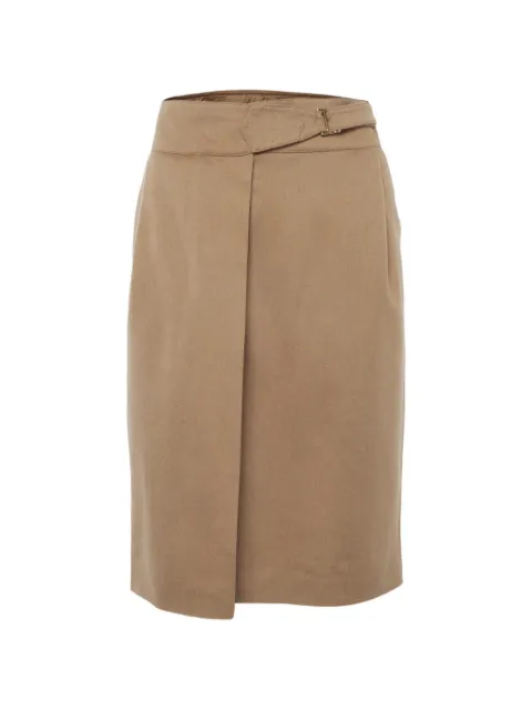 Max Mara buckle-detail wrap wool mini skirt Brown 1315649