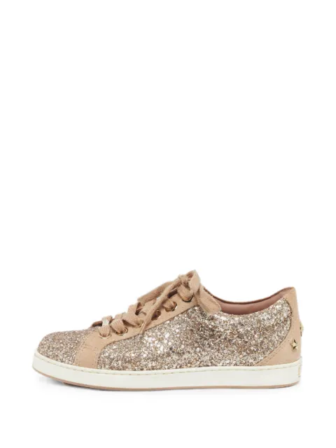 Jimmy Choo Pre-Owned Miami glitter suede sneakers Gold 1302101