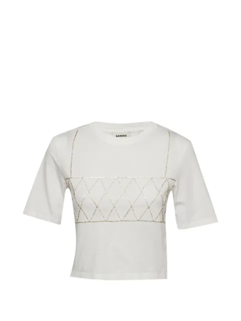 SANDRO crystal-embellished T-shirt White 1332362