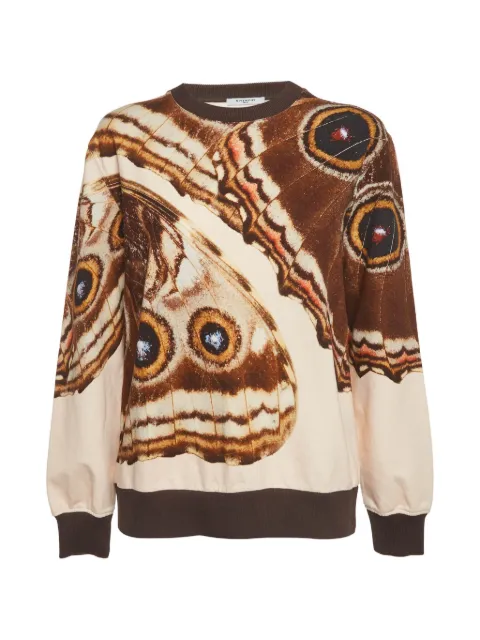 Givenchy Pre-Owned butterfly-print crew-neck hoodie Neutrals 1315678