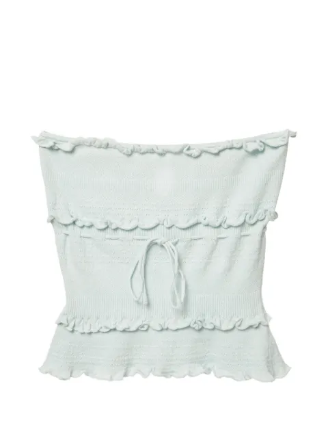 Danielle Guizio ruffle-trim drawstring tube top Blue 1256725