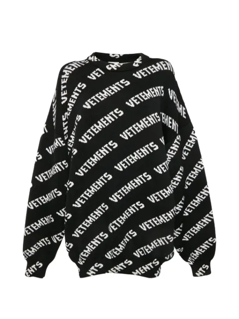 VETEMENTS logo-jacquard ribbed knit sweater Black 1314328