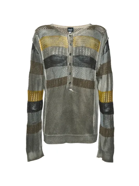 D&G PreOwned striped half-button sweater Grey 1315817
