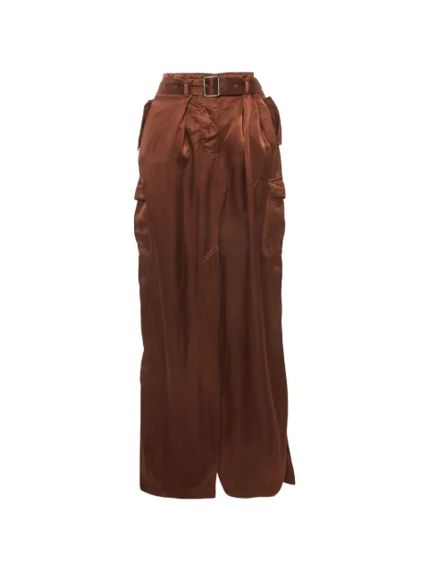 Dries Van Noten Pre-Owned belted satin maxi skirt Brown 1314753