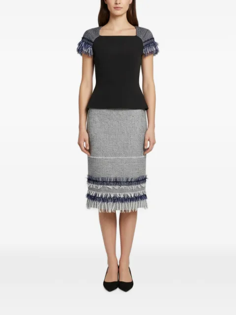 Roland Mouret tweed fringed midi skirt set Black 1357944