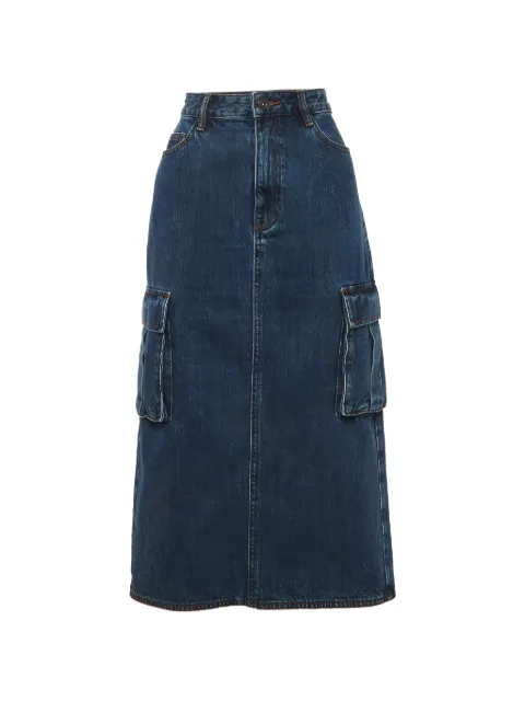 Self-Portrait cargo denim midi skirt Blue 1280134