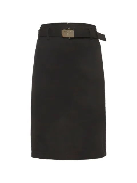 Prada Pre-Owned belted gabardine pencil midi skirt Black 1291739