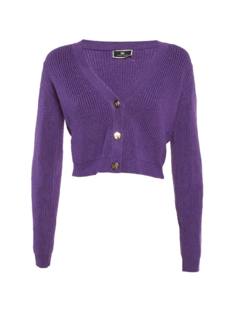 Elisabetta Franchi ribbed-knit cropped cardigan Purple 1290015