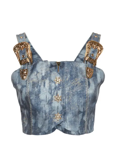 Copurs buckle-detail crop top Blue 1300445