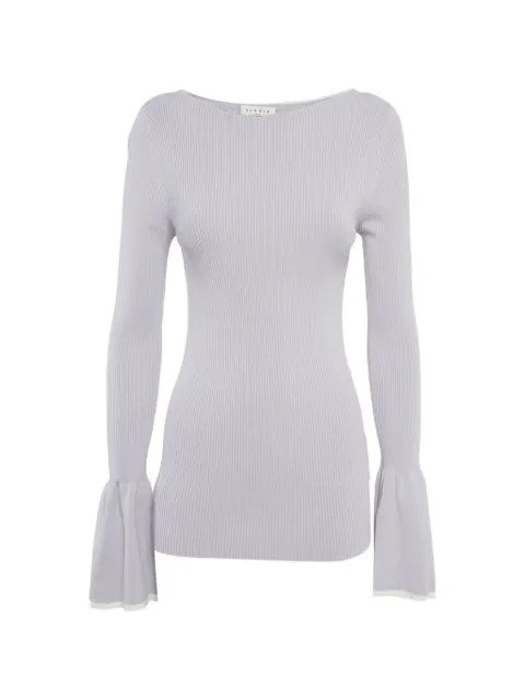 SANDRO ribbed-knit bell-sleeve top Purple 1267961