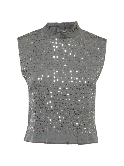 SANDRO sequin-embellished smocked top Grey 1316500