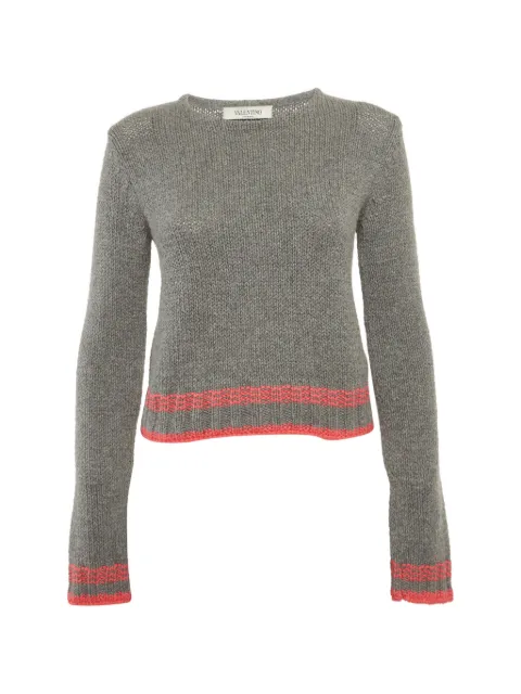 Valentino Garavani Pre-Owned ribbed-knit crew-neck sweater Grey 1291822
