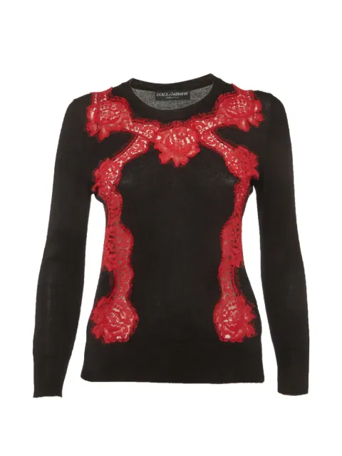 Dolce & Gabbana Pre-Owned lace trim sweater Black 1315707