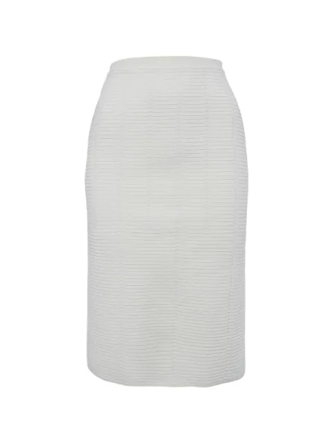 Giorgio Armani Pre-Owned rib-knit pencil mini skirt Neutrals 1312437