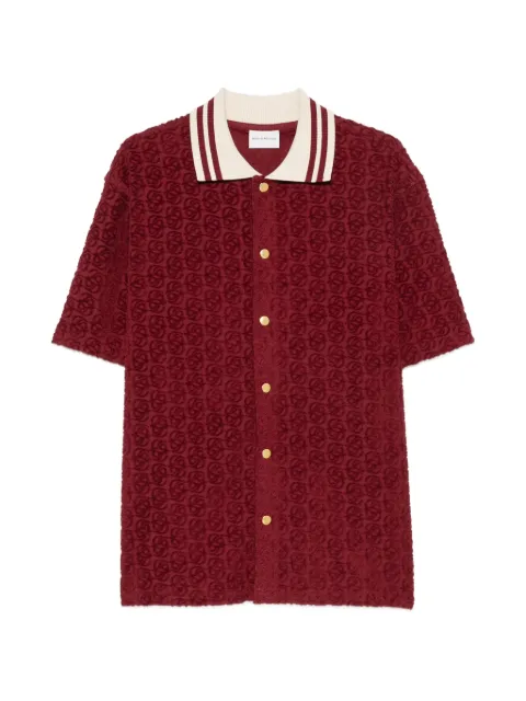 Drôle De Monsieur monogram-jacquard striped-collar shirt Red LSH221CO201