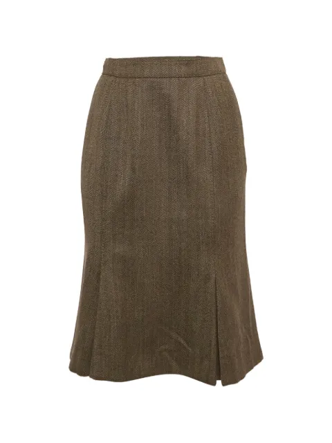 Saint Laurent Pre-Owned herringbone midi skirt Brown 1292554