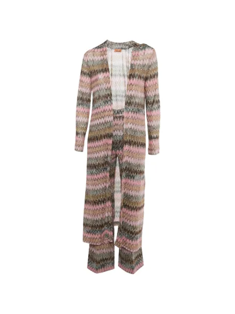 Missoni Pre-Owned zig-zag knit trousers and cardigan set Pink 1257305