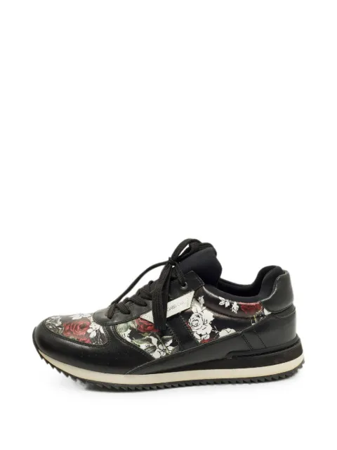 Dolce & Gabbana Pre-Owned floral-print leather sneakers Black 1332960