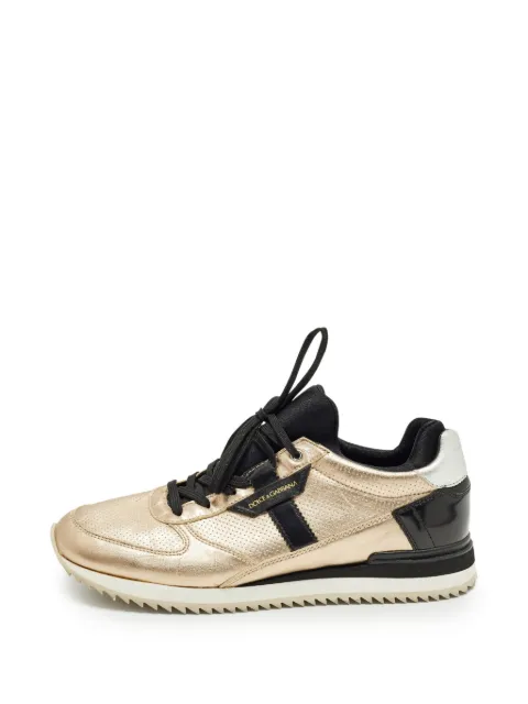 Dolce & Gabbana Pre-Owned perforated leather sneakers Gold 1332944