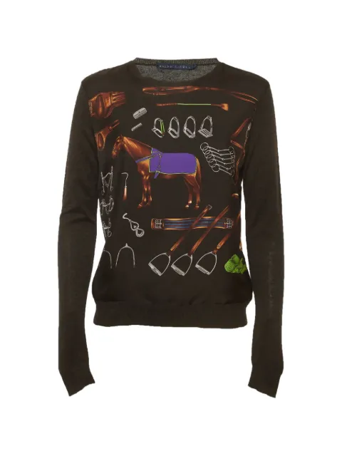 Ralph Lauren Vintage equestrian-print long-sleeve sweater Grey 1313441