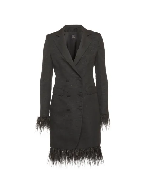8 by Yoox tweed feather-trim mini dress Black 1281751