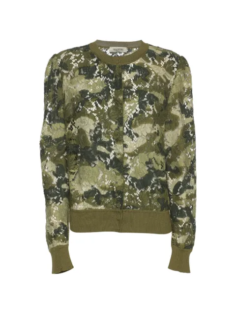 Valentino Garavani Pre-Owned camouflage-print lace cardigan Green 1290602