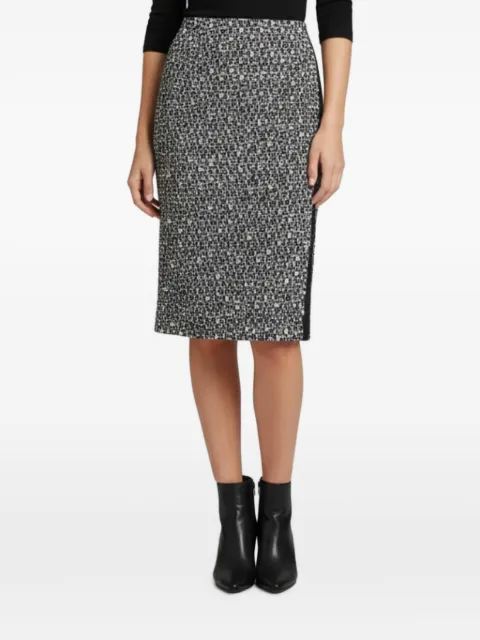 Oscar de la Renta Pre-Owned tweed side-slit midi skirt Blue 1342897