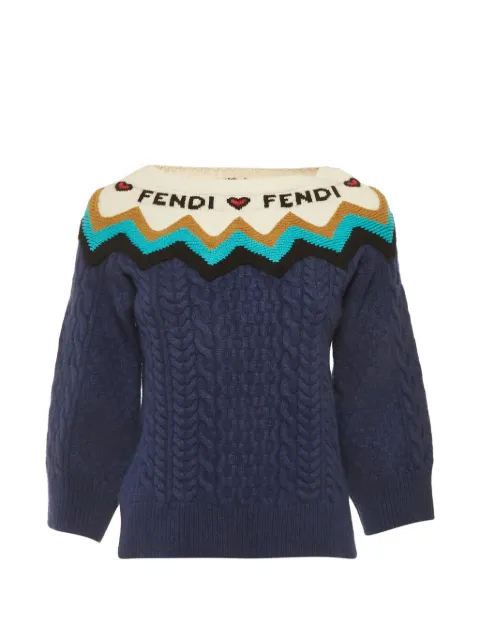 Fendi Pre-Owned cable-knit sweater Blue 1291370