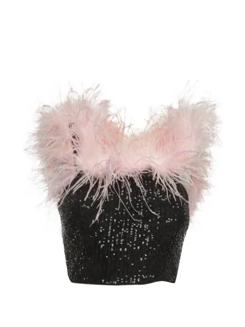 Self-Portrait 2023 sequin-embellished crop top Black 1294174