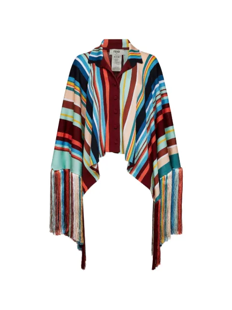 FENDI intarsia-knit fringed poncho Red FZJ612AYBZ
