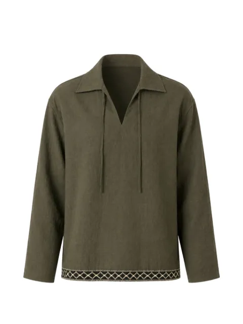 COMMAS Resort embroidered front-tie shirt Green PF26H014T009