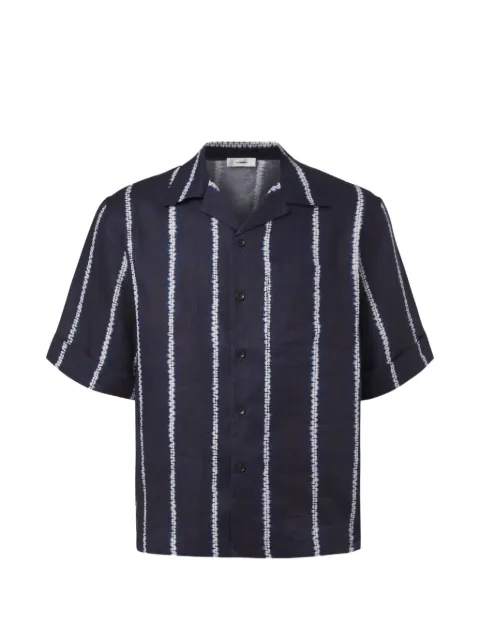 COMMAS Shibori-stripe linen shirt Blue PF26H037P621