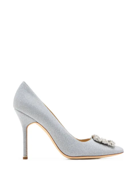 Manolo Blahnik Hangisi crystal-buckle pumps Silver 9XX0600