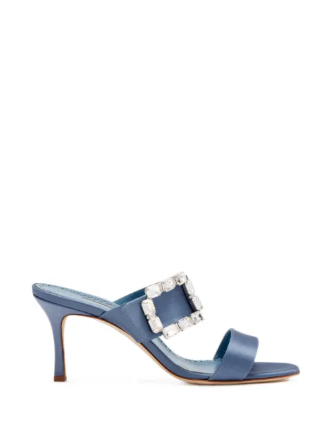 Manolo Blahnik Mayjousan crystal-buckle heeled sandals Blue 4252235