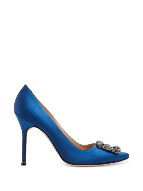 Manolo Blahnik Hangisi crystal-buckle pumps Blue 9XX0664