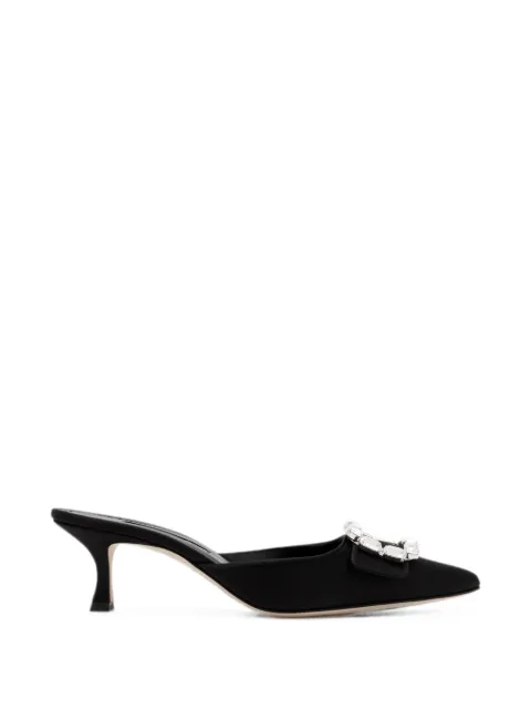 Manolo Blahnik Mayjou crystal-buckle mules Black 4252232