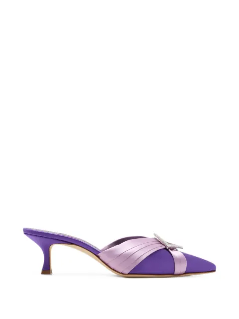 Manolo Blahnik Vieras crystal-embellished pointed-toe heeled mules Purple 1263133