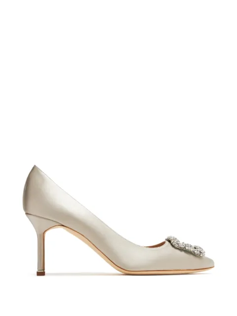 Manolo Blahnik Hangisi 70 crystal-buckle pumps Neutrals 9XX0316