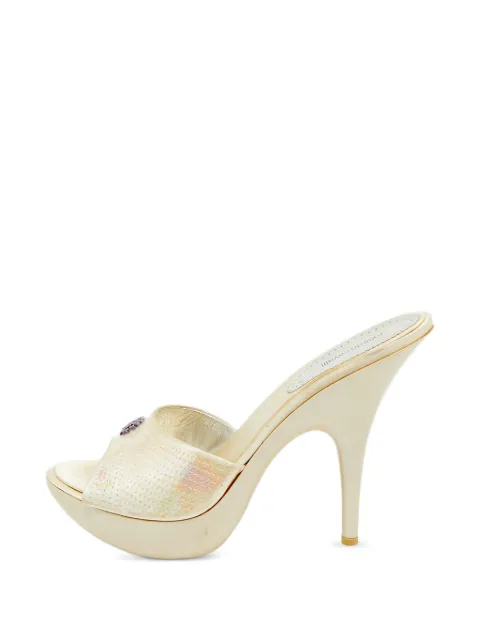 Roberto Cavalli Vintage sequin-embellished slide heeled sandals Neutrals 1329871