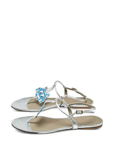 Anya Hindmarch pixelated-figure thong sandals Silver 1322866