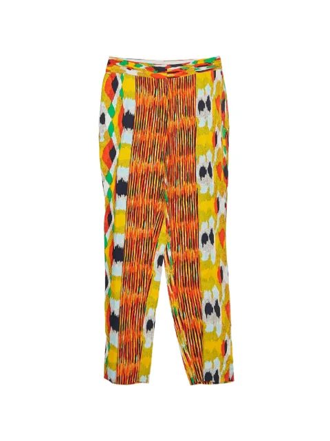 Celine Pre-Owned abstract-print cropped trousers Yellow 1324590