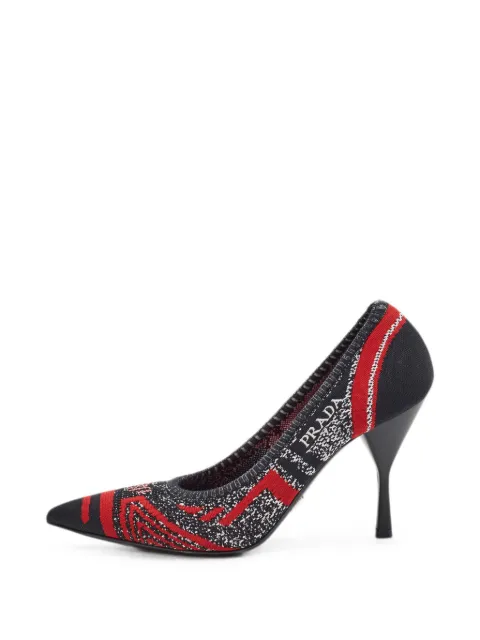 Prada Pre-Owned pointed-toe knit pumps Black 1357063