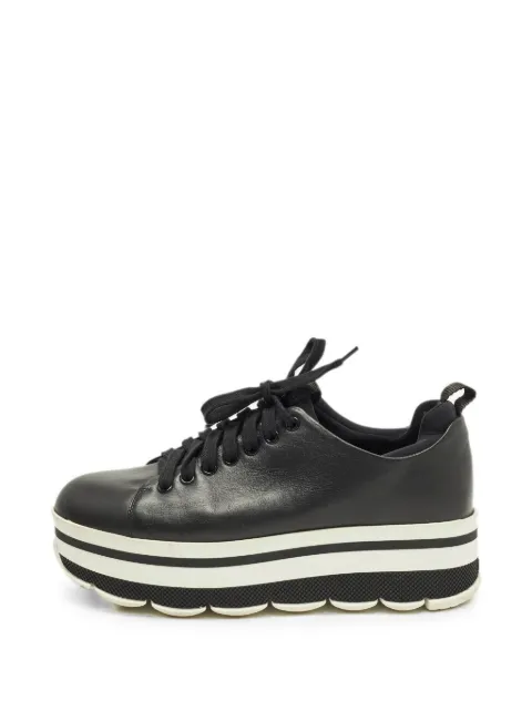 Prada Pre-Owned platform lace-up fastening sneakers Black 1300162