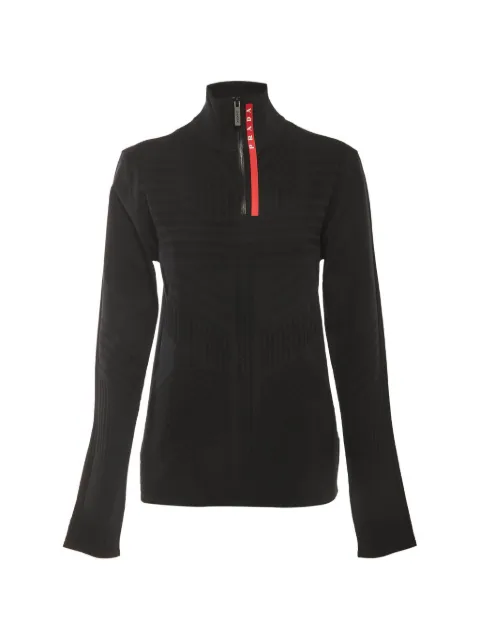 Prada Pre-Owned textured-knit quarter-zip sweater Black 1267287
