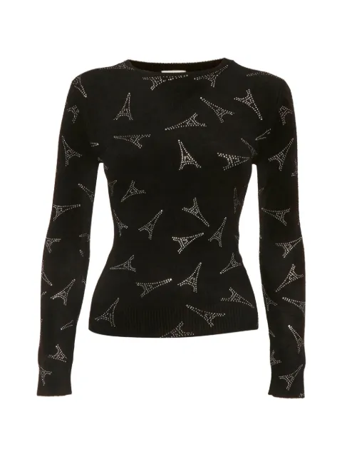 Balenciaga Pre-Owned rhinestone Eiffel Tower velvet sweater Black 1295504