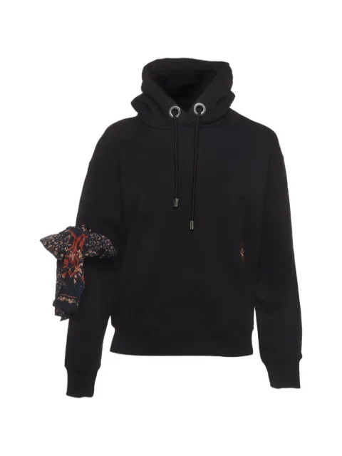Chloé Pre-Owned silk scarf detail hoodie Black 1333627